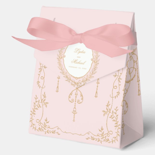 Französische Hochzeit in Rosa und Gold Geschenkschachtel (Vorderseite)