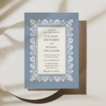 Französische Hochzeit mit blauer Spitzenrahmeneinf