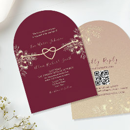 Französische Hochzeit von Toile Gold und Burgund Einladung