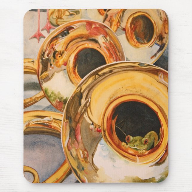 Französische Horn-Musiker-lustiger Mousepad (Vorne)
