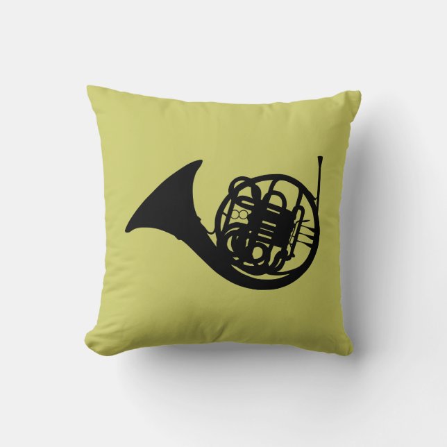 FRANZÖSISCHE HORNE SILHOUETTE: MUSIKINSTRUMENT KISSEN (Vorderseite)