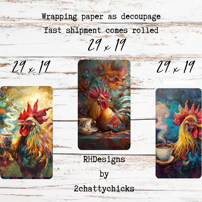 Französische Hühner Teestunde Decoupage Geschenkpapier Set (Von Creator hochgeladen)