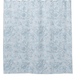 Französische Hütte Dusty Blue Floral Duschvorhang