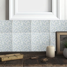 Französische Hütte Sage Green Blue Floral Fliese