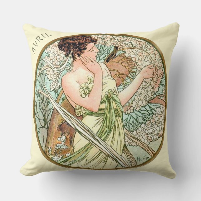 Französische Jugendstil-April-Kissen Kissen (Vorderseite)