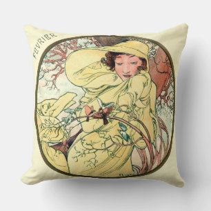 Französische Jugendstil-Februar-Kissen Kissen