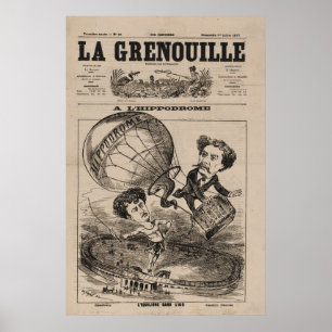 Französische Karikatur eines Balloonisten in Heißl Poster