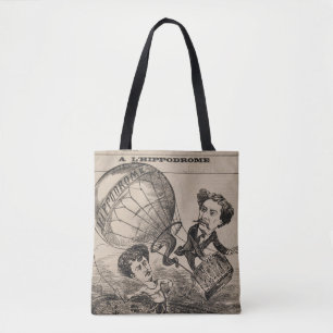 Französische Karikatur eines Balloonisten in Heißl Tasche