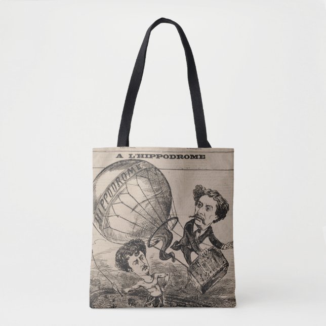Französische Karikatur eines Balloonisten in Heißl Tasche (Vorderseite)