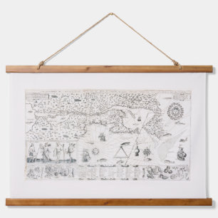 Französische Karte von Kanada (Québec) von Champla Wandteppich Mit Holzrahmen