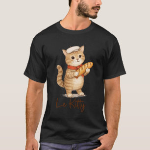 Französische Katze Baguette Bäckerei Brot Treffen T-Shirt