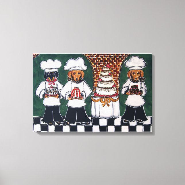 FRANZÖSISCHE KOCH-DACKELN LEINWANDDRUCK (Vorderseite)