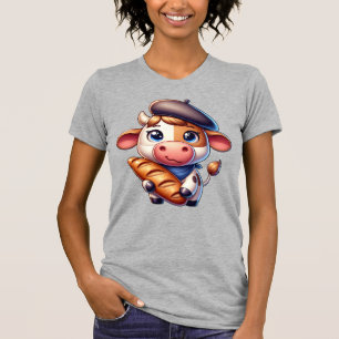 Französische Kuh mit Baguette T-Shirt