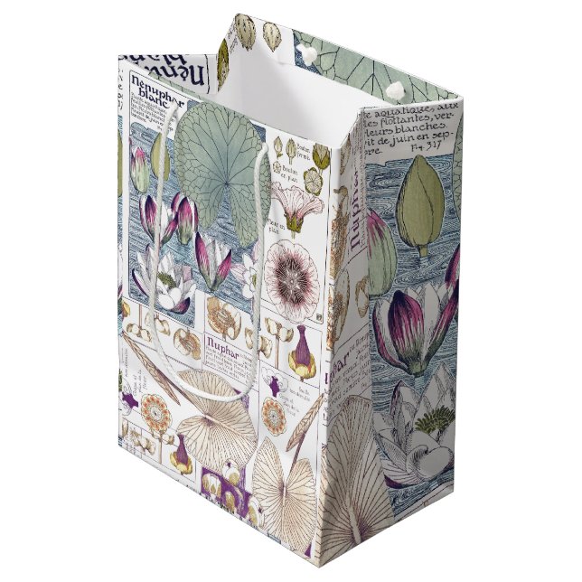 Französische Kunst Nouveau botanische Mittlere Geschenktüte (Vorderseite Schrägansicht)