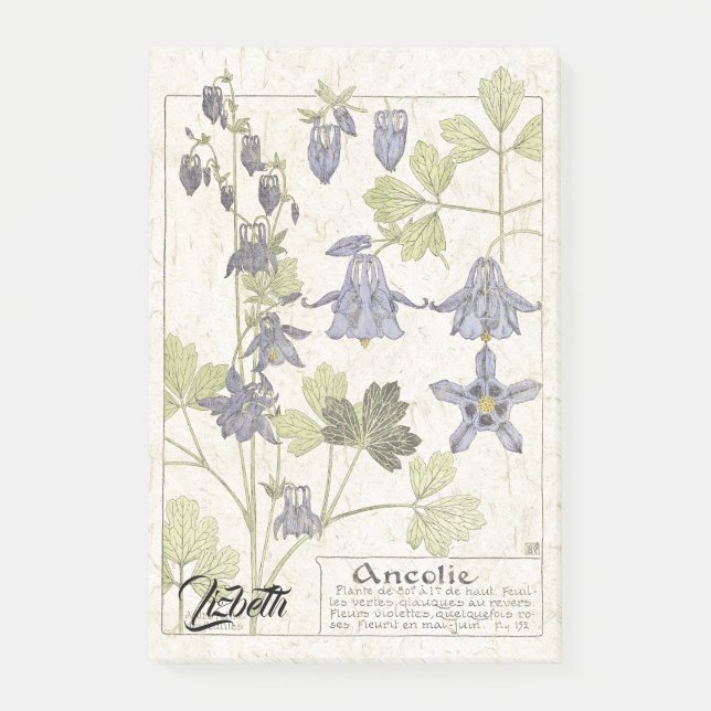 Französische Kunst Nouveau botanische Post-it Klebezettel (Vorderseite)