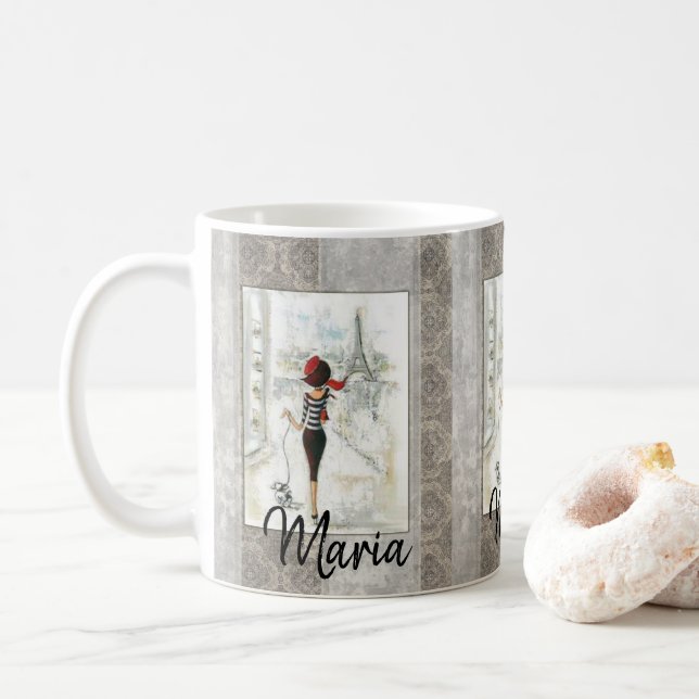 Französische Lady-Tasse Kaffeetasse (Mit Donut)
