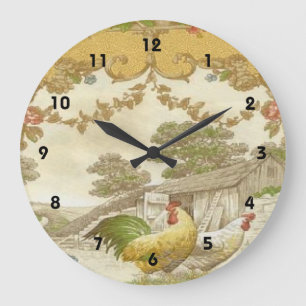 Französische Land-Hahn-Henne-Hühnerstall-Uhr Große Wanduhr