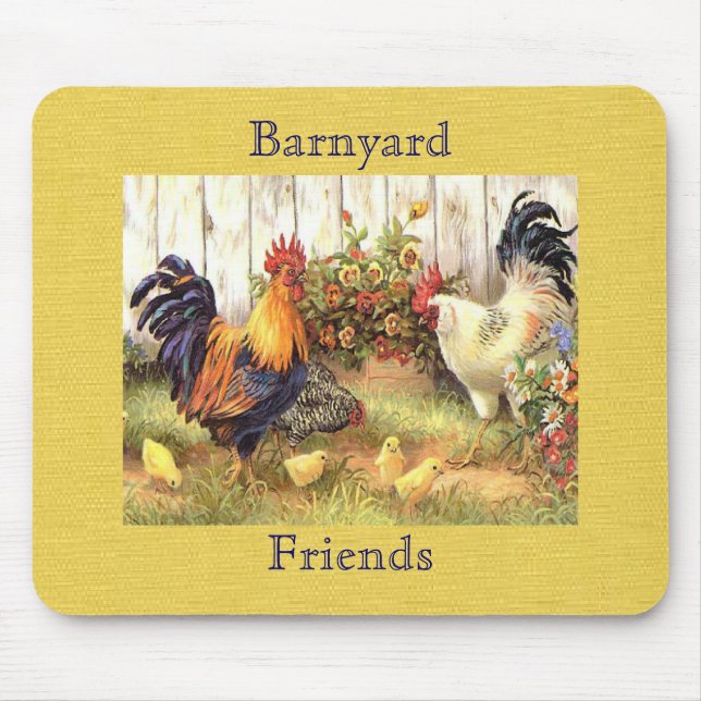 Französische Landbarnyard-Freunde Mousepad (Vorne)