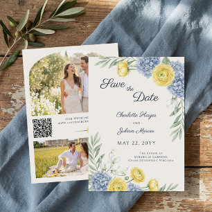 Französische Landgarten Blau Hydrangea Foto QR Save The Date