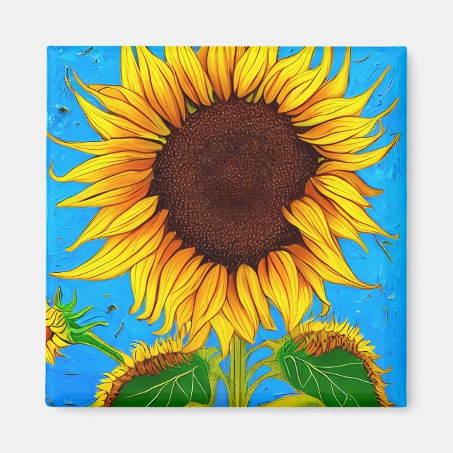 Französische Landschaft Sonnenblume Magnet (Vorne)