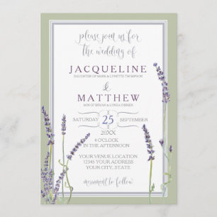 Französische Lavendel-Blume Moderne Typografie Einladung