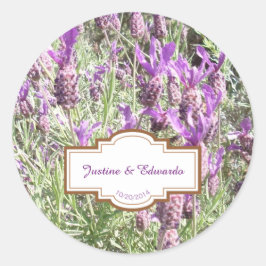 Französische Lavendel-Blume Personalisiert Hochzei Runder Aufkleber