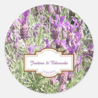 Französische Lavendel-Blume Personalisiert Hochzei Runder Aufkleber