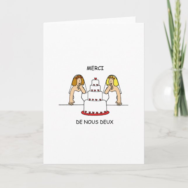 Französische lesbische Hochzeit/ziviler Dankeskarte (Vorderseite)