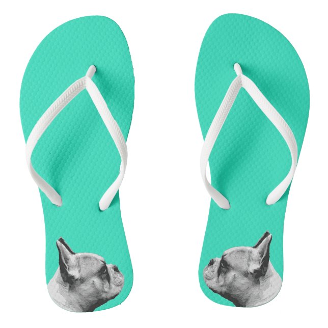 Französische Liebe / Französischer Bulldog | Aqua  Flip Flops (Fußbett)