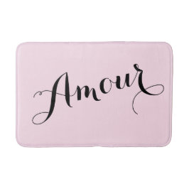 Französische Liebes-Liebe rosa und schwarzer Chic Badematte