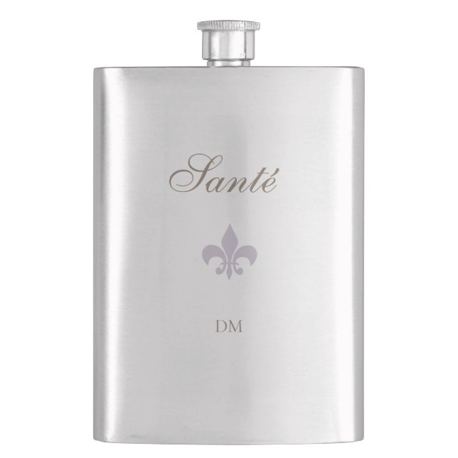 Französische Lila Lilie Santé Gastgeschenk Hochzei Flachmann (Vorderseite)