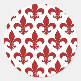 Französische Lilie Pattern Classic Runder Aufkleber