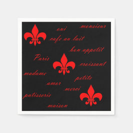 Französische Lilie Rot und Schwarz Napkin Serviette