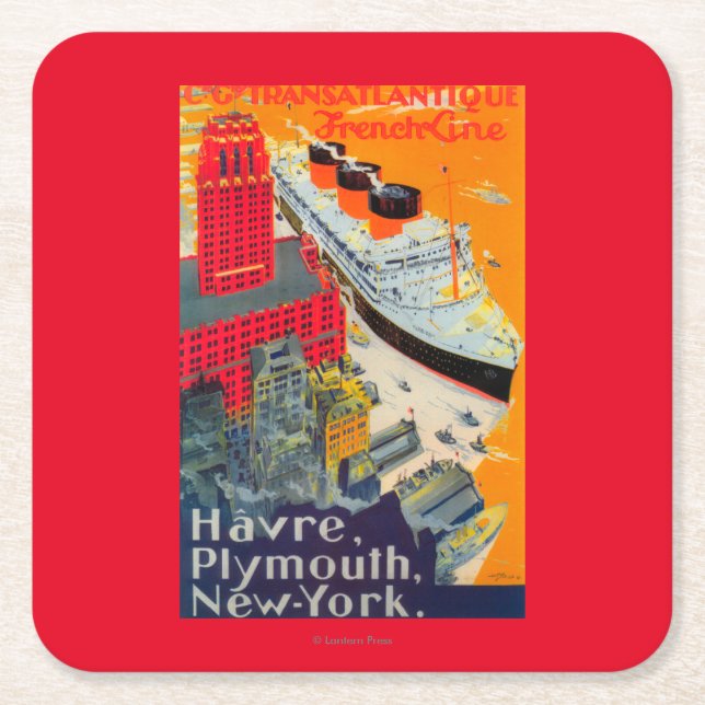 Französische Linie Reise-Plakat, Havre zu Rechteckiger Pappuntersetzer (Vorderseite)