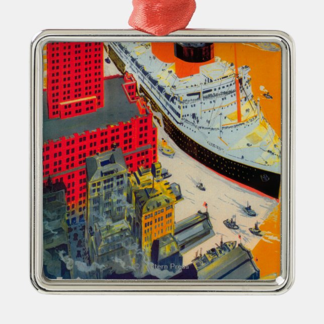 Französische Linie Reise-Plakat, Havre zu Silbernes Ornament (Vorne)