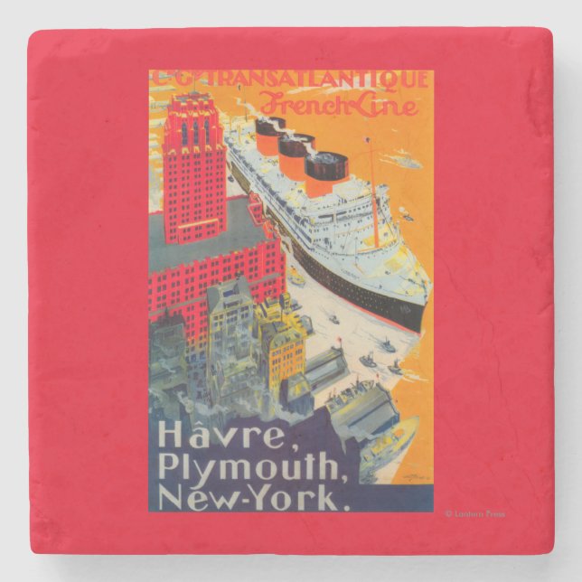 Französische Linie Reise-Plakat, Havre zu Steinuntersetzer (Vorderseite)