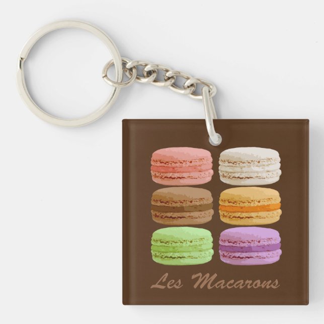 Französische Macaronen, mehrfarbige Pastellfarben Schlüsselanhänger (Vorderseite)