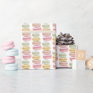 Französische Macarons Aquarell Handbemalt Geschenkpapier