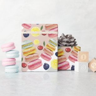 Französische Macarons Aquarell Handbemalt Geschenkpapier