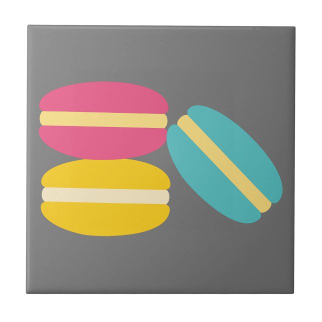 Französische Macarons bunte Kuchen Fliese (Vorderseite)
