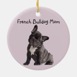 Französische Mama Bulldog Keramik Ornament