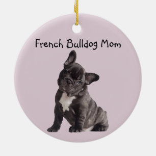 Französische Mama Bulldog Keramik Ornament