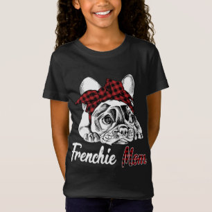 Französische Mama Bulldog mit rotem Kariertem Kopf T-Shirt