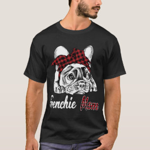 Französische Mama Bulldog mit rotem Kariertem Kopf T-Shirt