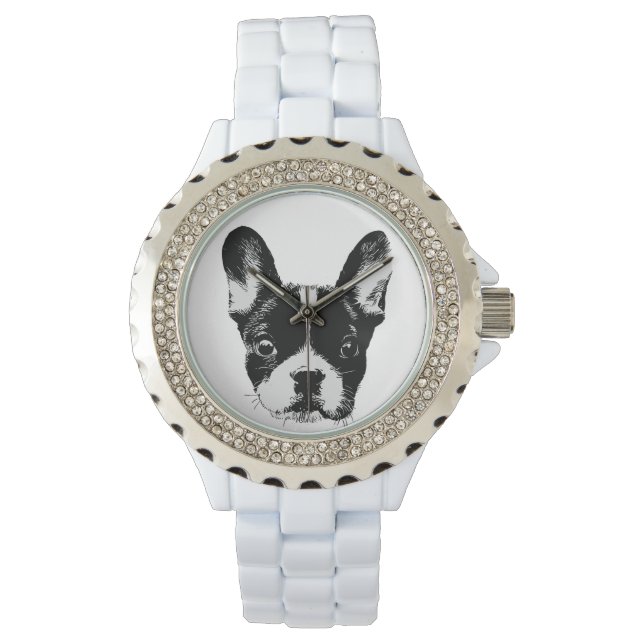 Französische Mama Niedliche französische Bulldog-F Armbanduhr (Vorderseite)