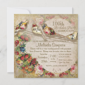 Französische Markt Moderne Vintage Vögel Geburtsta Einladung