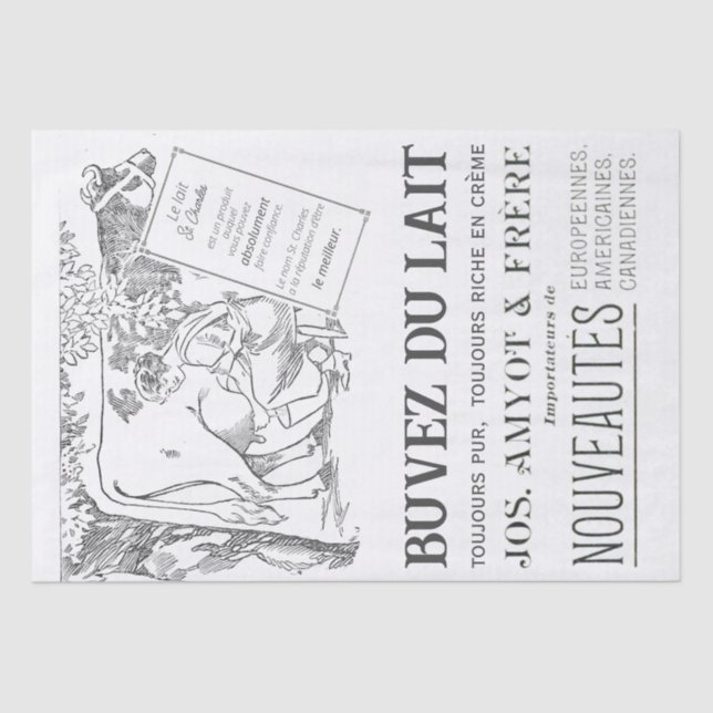Französische Milchkuhwerbung Vintage Entkopplung Seidenpapier (Vorderseite)
