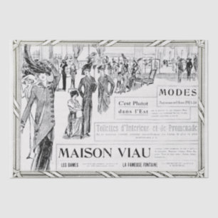 Französische Mode-Werbung Lady Frame Decoupage Seidenpapier