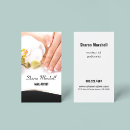 Französische Nägel und Orchideen Manicure Pediküre Visitenkarte