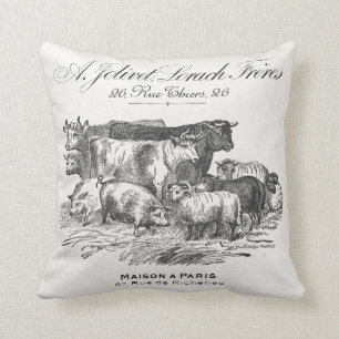 Französische Nutztiere reversibler Kissen mit Kiss
